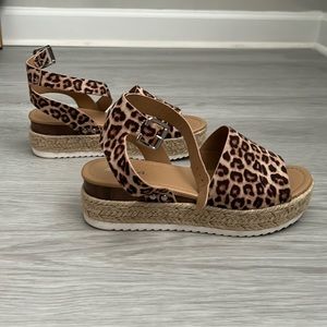 Platform Leapord Espadrille Sandals - Size 9
